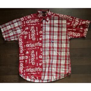 Rare Find Tommy Bahama Button Up Short Sleeve Polo Mens Sz Large Red